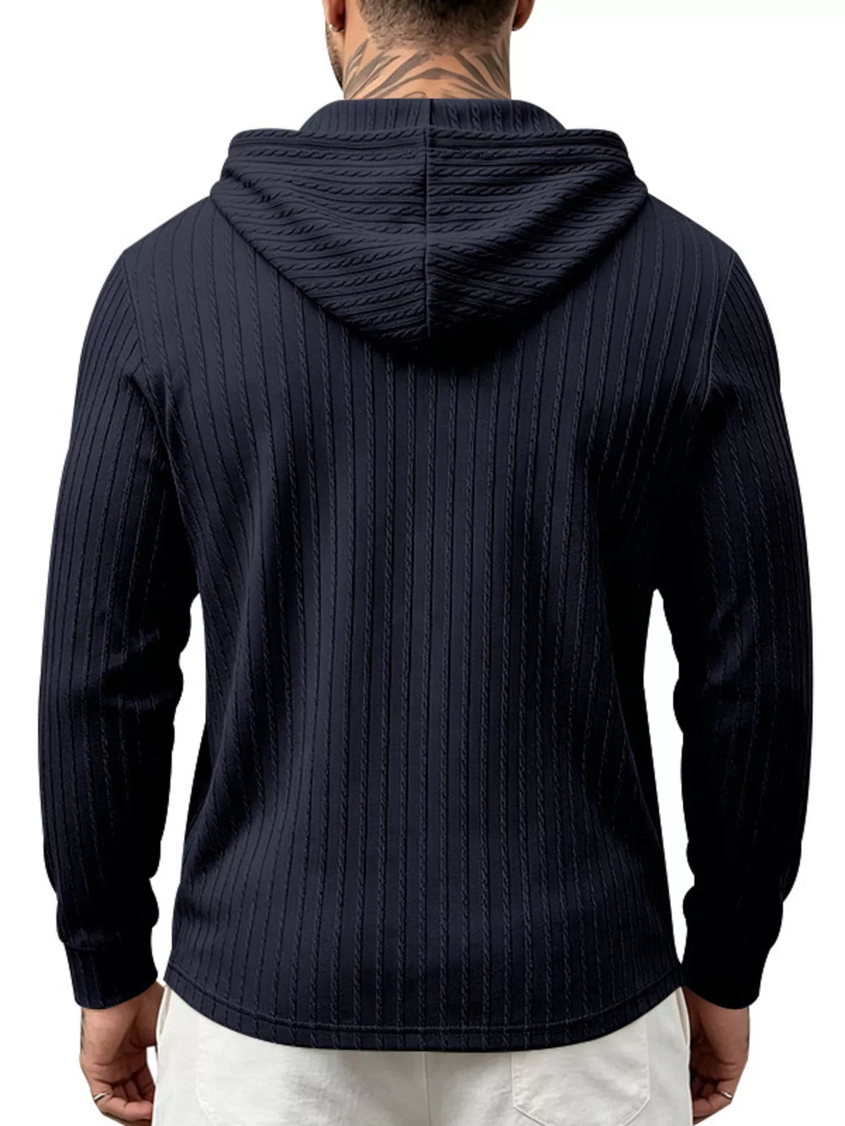Men's Full Size Casual Kangaroo Pocket Knit Hoodie Plus Size