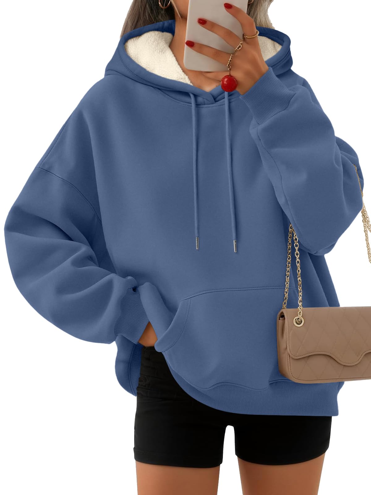 Women's Winter Fleece Sherpa Lined Hoodie - Warm Pullover Sweatshirt