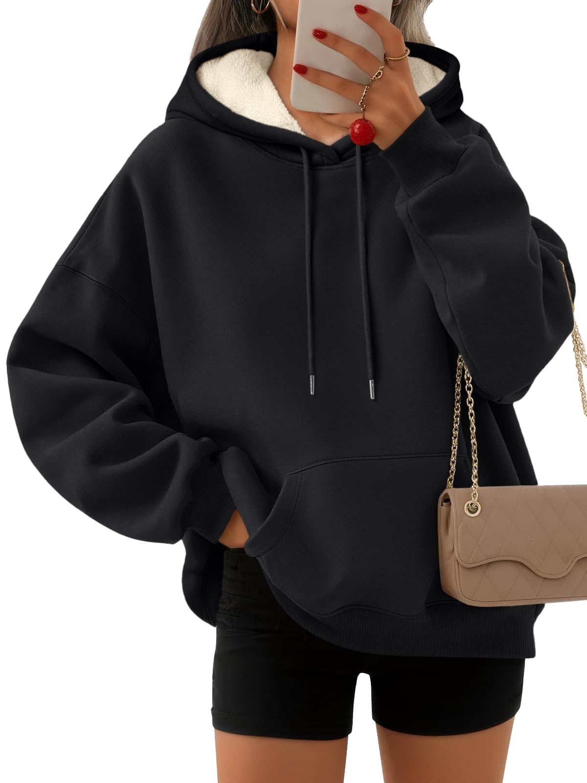 Women's Winter Fleece Sherpa Lined Hoodie - Warm Pullover Sweatshirt