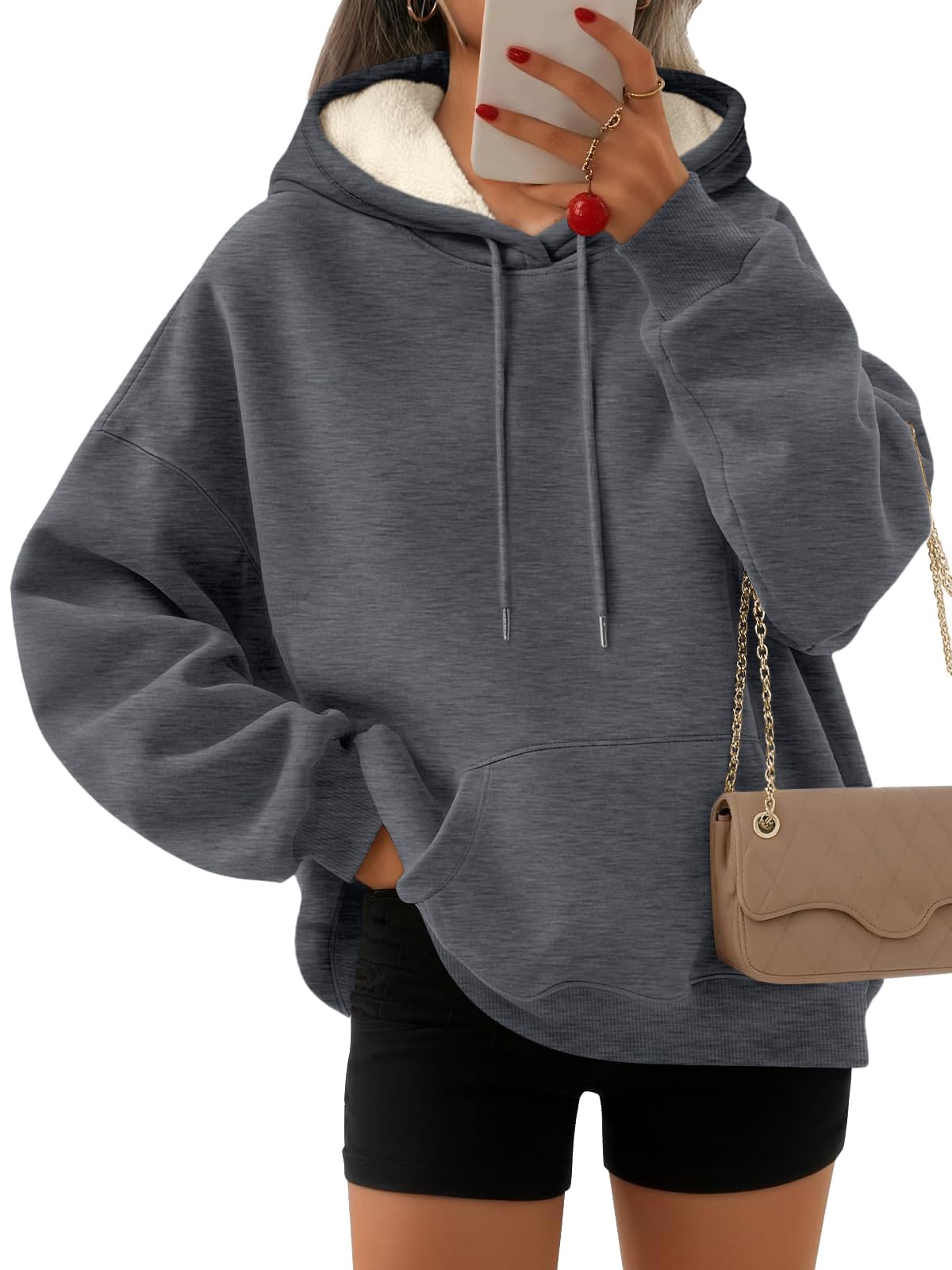 Women's Winter Fleece Sherpa Lined Hoodie - Warm Pullover Sweatshirt