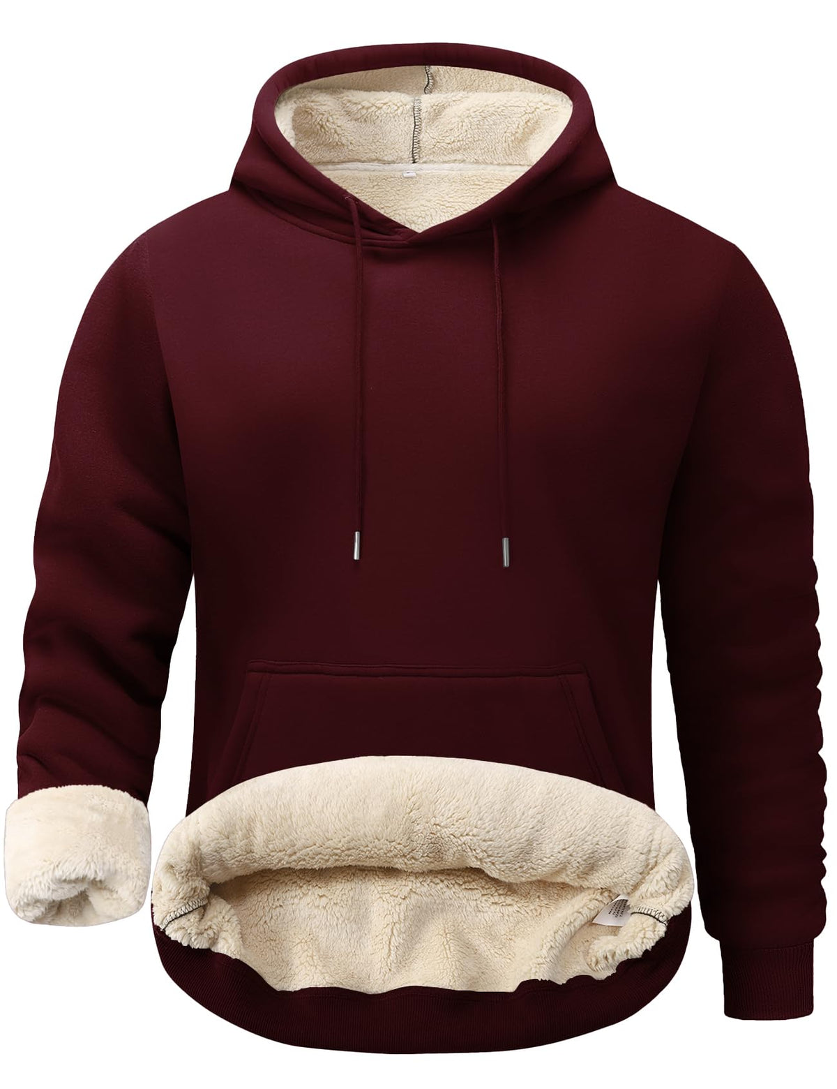 Flygo Men's Casual Fleece Sherpa Lined Hoodie Winter Warm Pullover Hooded Sweatshirt(Black-XL)