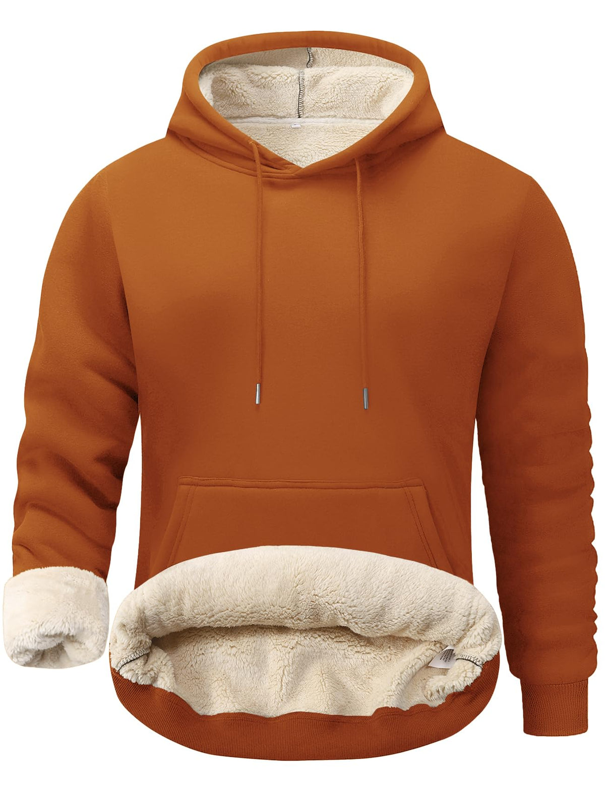 Flygo Men's Casual Fleece Sherpa Lined Hoodie Winter Warm Pullover Hooded Sweatshirt(Black-XL)