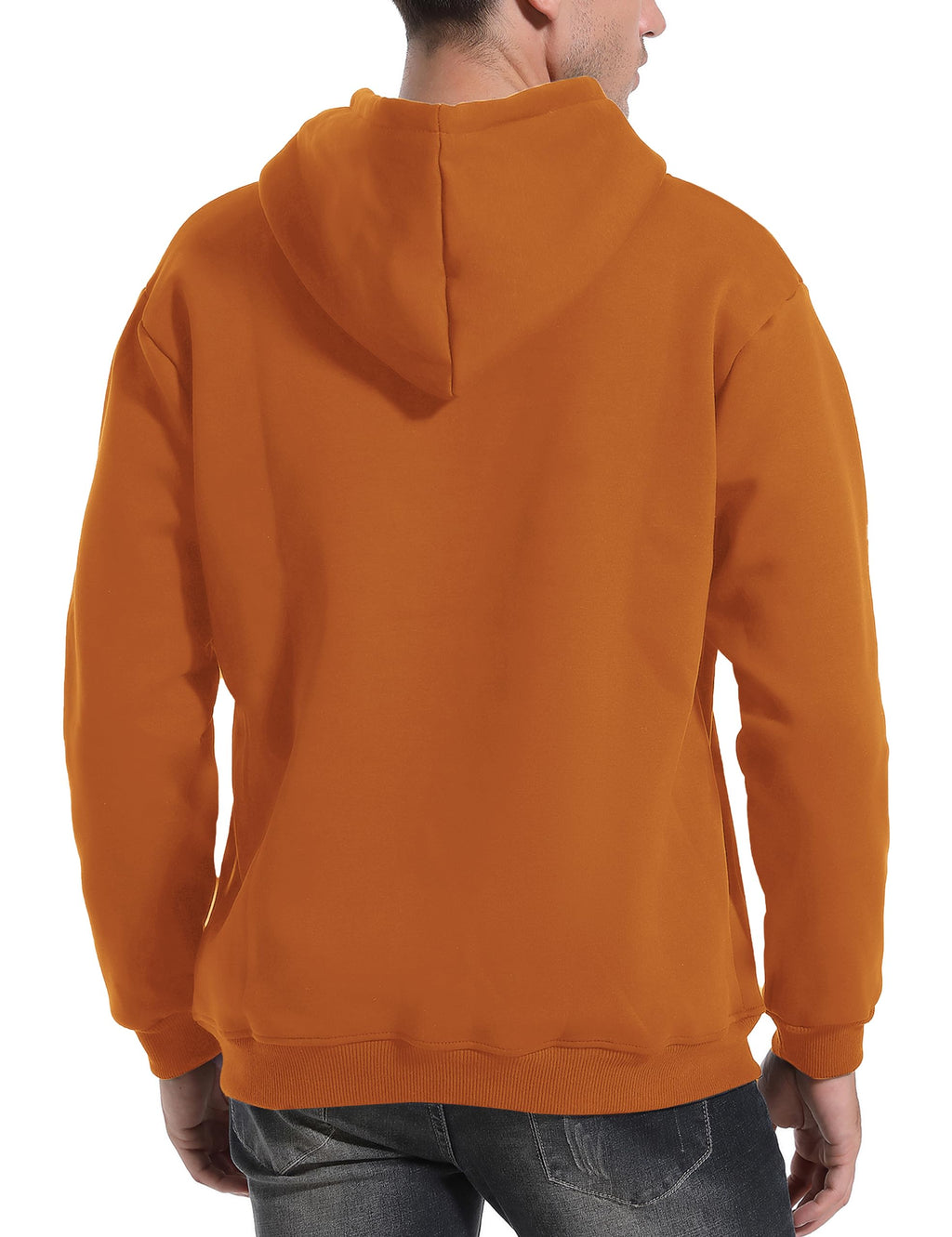 Flygo Men's Casual Fleece Sherpa Lined Hoodie Winter Warm Pullover Hooded Sweatshirt(Black-XL)