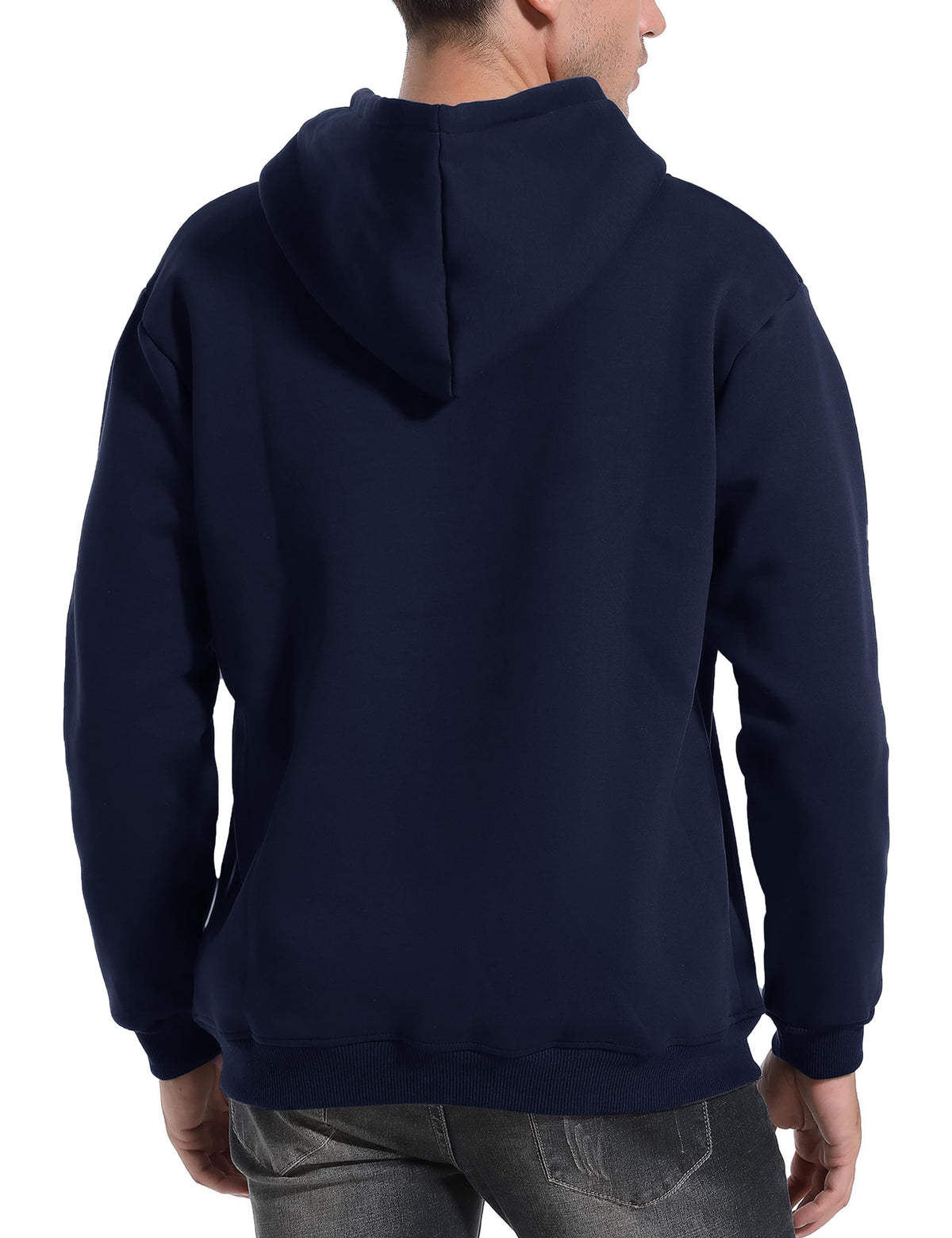 Flygo Men's Casual Fleece Sherpa Lined Hoodie Winter Warm Pullover Hooded Sweatshirt(Black-XL)
