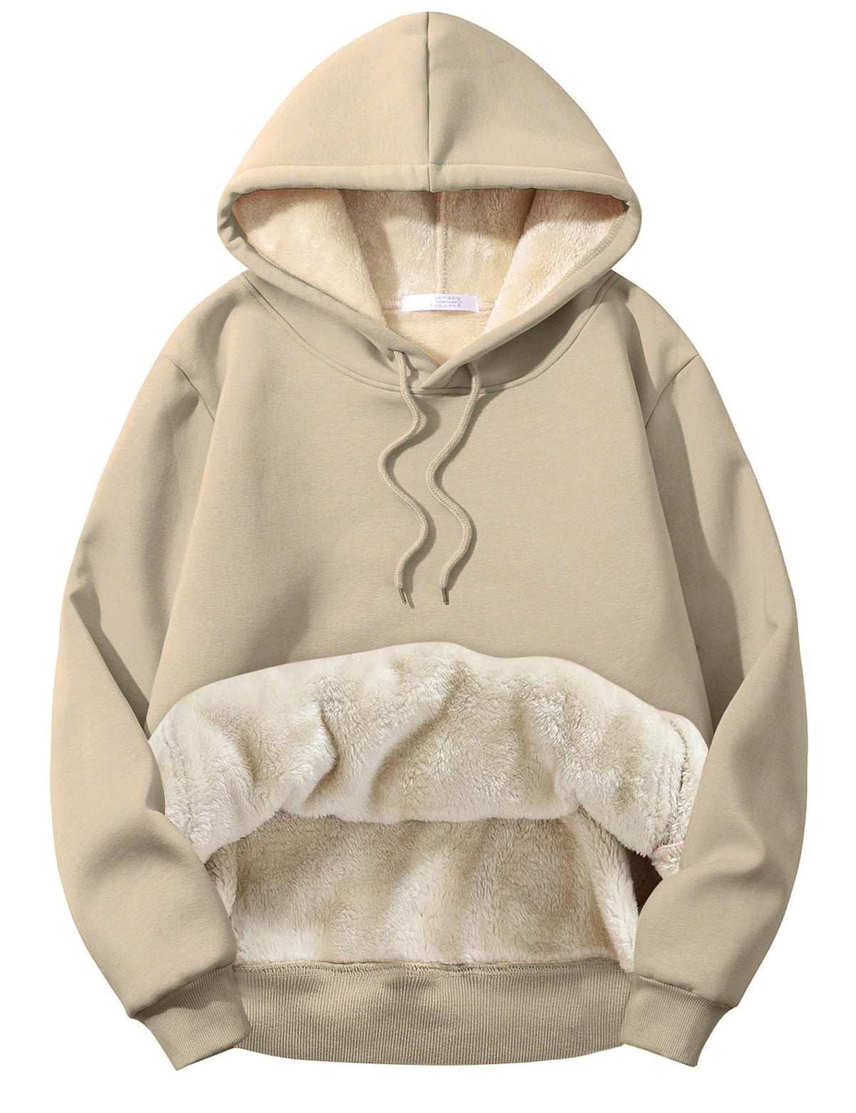Flygo Men's Casual Fleece Sherpa Lined Hoodie Winter Warm Pullover Hooded Sweatshirt(Black-XL)