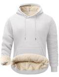 Flygo Men's Casual Fleece Sherpa Lined Hoodie Winter Warm Pullover Hooded Sweatshirt(Black-XL)