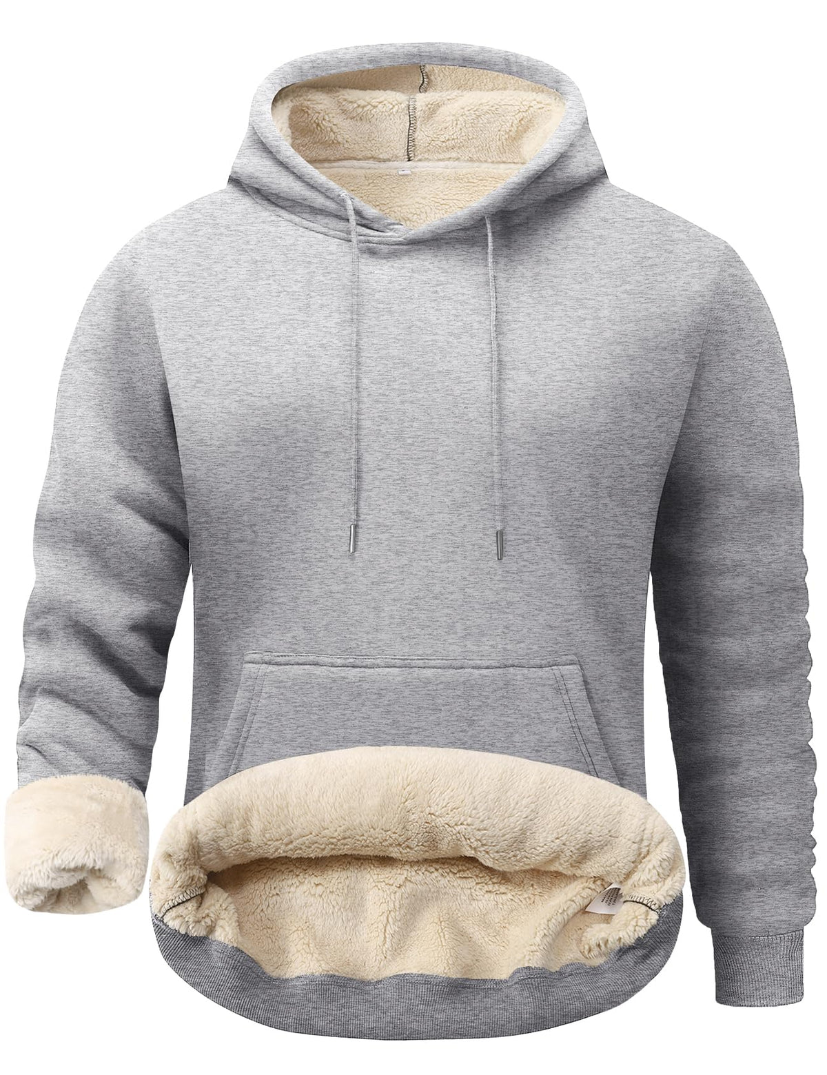 Flygo Men's Casual Fleece Sherpa Lined Hoodie Winter Warm Pullover Hooded Sweatshirt(Black-XL)