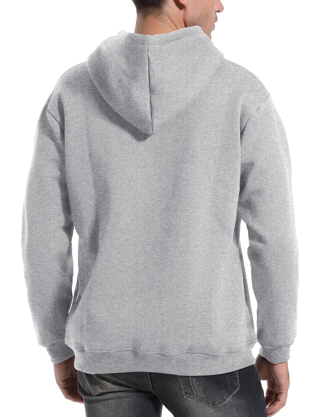 Flygo Men's Casual Fleece Sherpa Lined Hoodie Winter Warm Pullover Hooded Sweatshirt(Black-XL)
