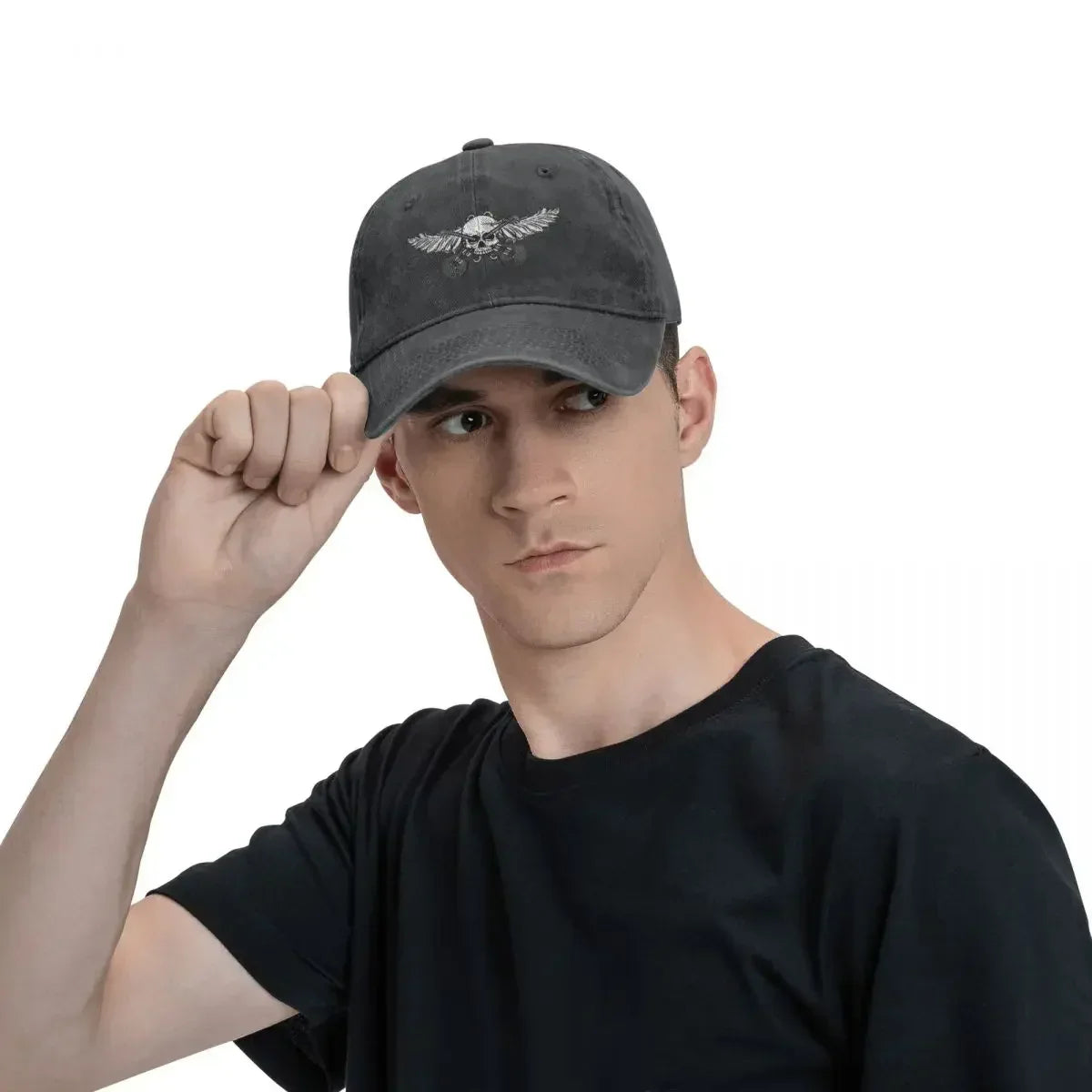 Guitar Rock Multicolor Skull Wing Baseball Caps