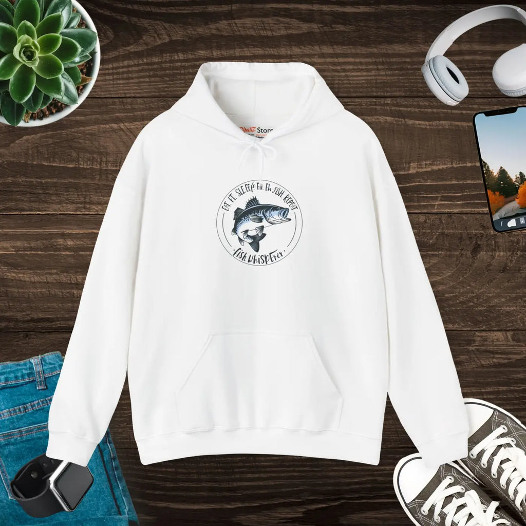 DipaliZ Eat Sleep Fish Heavy Blend Hoodie Lake Theme