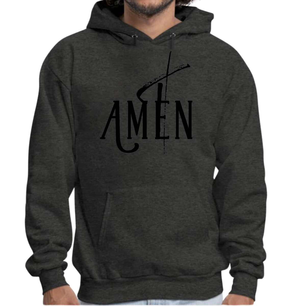 Mens Graphic Hoodie Amen Black Print