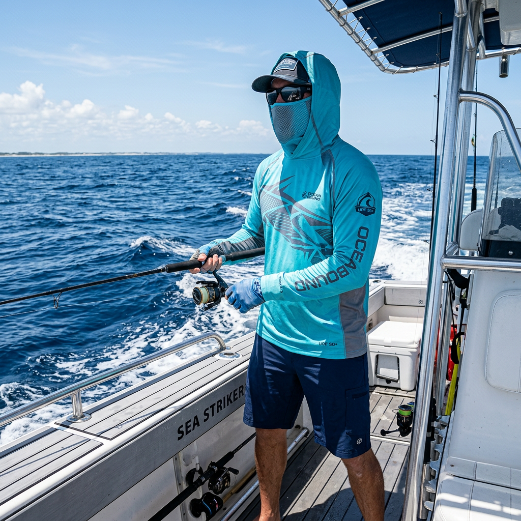 Offshore Fishing Hoodie with Built-In Face Mask