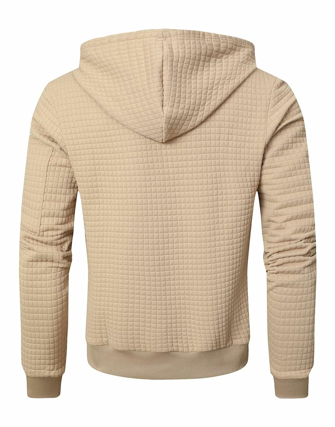 SAVKOOV Mens Lightweight Hoodie Full Zip Sweatshirt Casual Jacket Coat Khaki