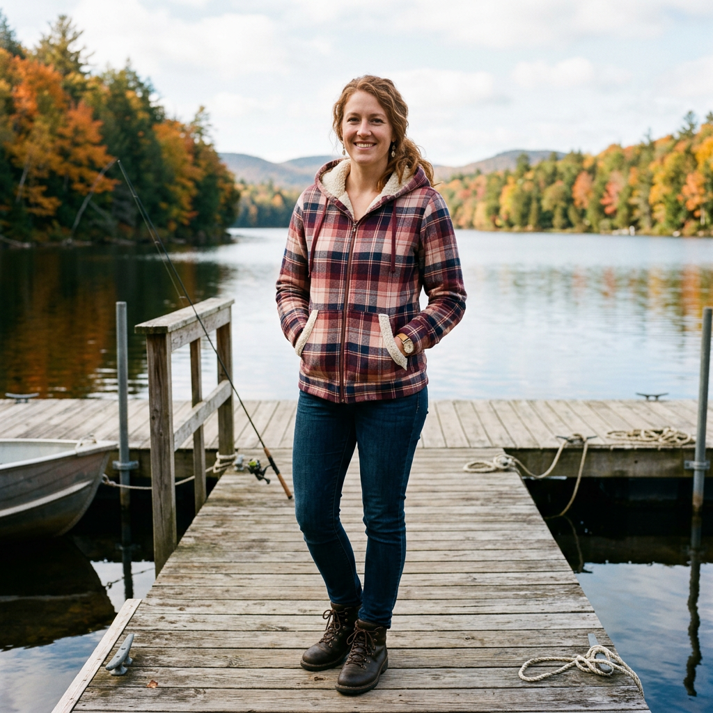 Women's Flannel Sherpa Fishing Hoodie
